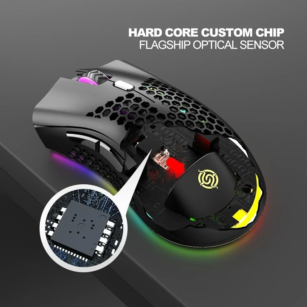 GLIDE RGB — Wireless Gaming Mouse, Honeycomb Shell