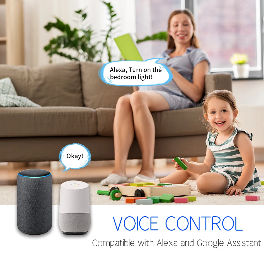 Work with Tuya Wifi US Smart Light Switch Neutral Wire/No Neutral Wire Required 120 Type Wall Touch Switch Alexa, Google Home