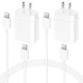 25W USB-C Fast Wall Charger with 6 ft Cable (2-Pack)