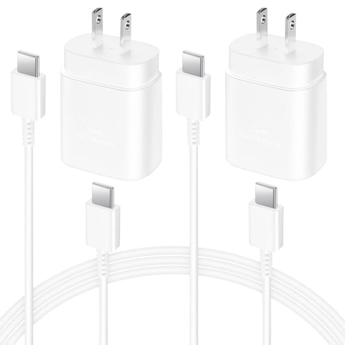 25W USB-C Fast Wall Charger with 6 ft Cable (2-Pack)