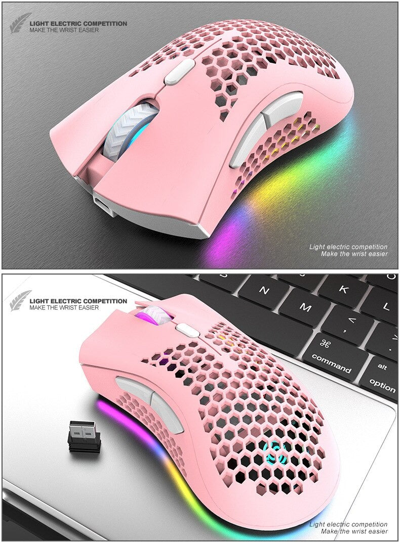 GLIDE RGB — Wireless Gaming Mouse, Honeycomb Shell