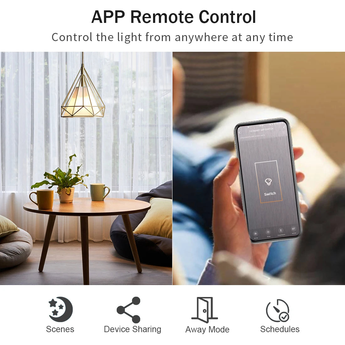 Work with Tuya Wifi US Smart Light Switch Neutral Wire/No Neutral Wire Required 120 Type Wall Touch Switch Alexa, Google Home