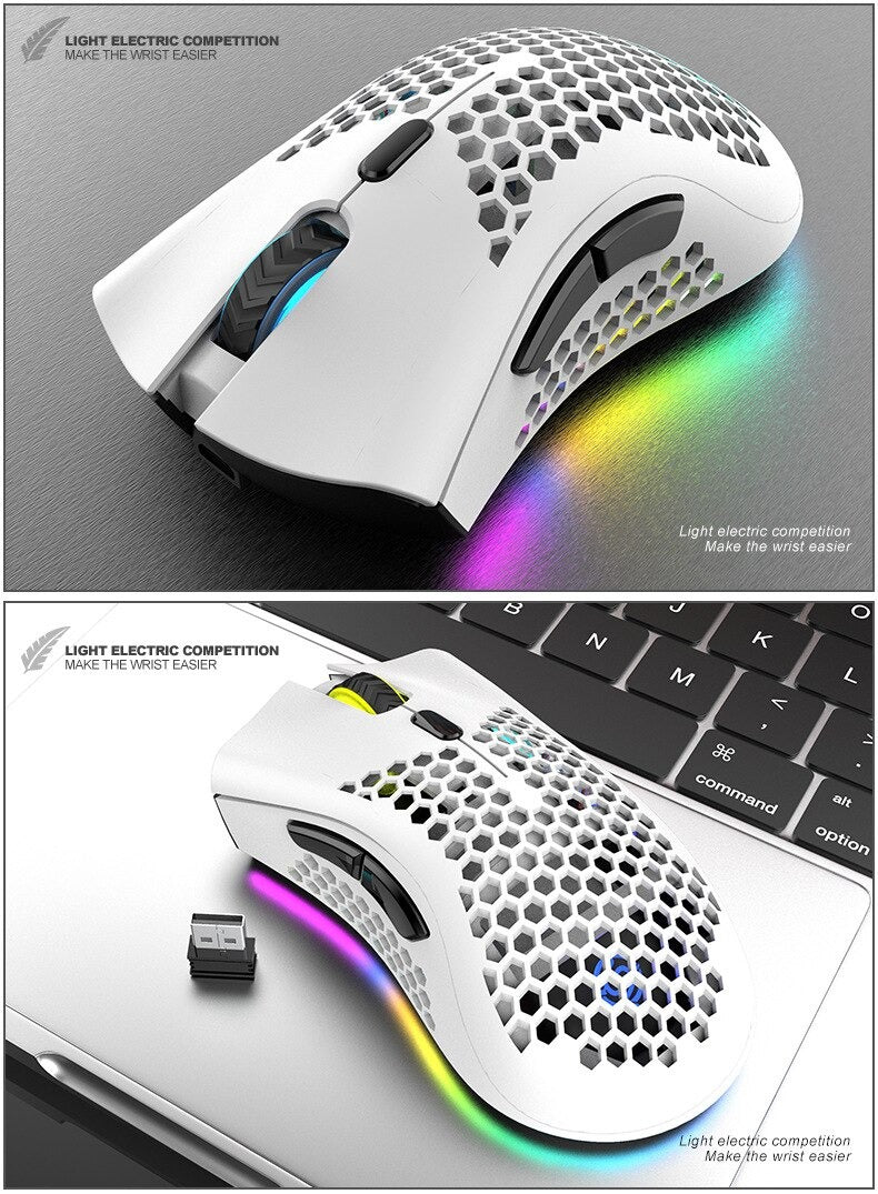 GLIDE RGB — Wireless Gaming Mouse, Honeycomb Shell