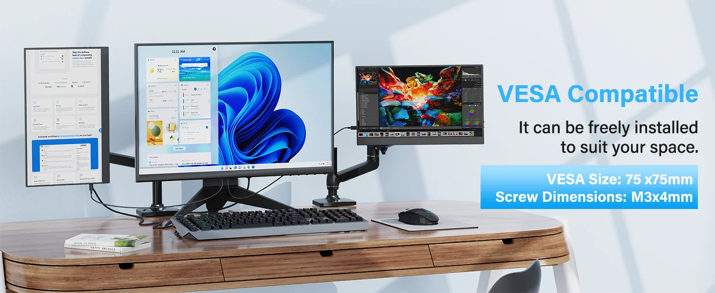 ViewMate 15.6" Portable Monitor – Full HD IPS USB-C Dual Screen Display