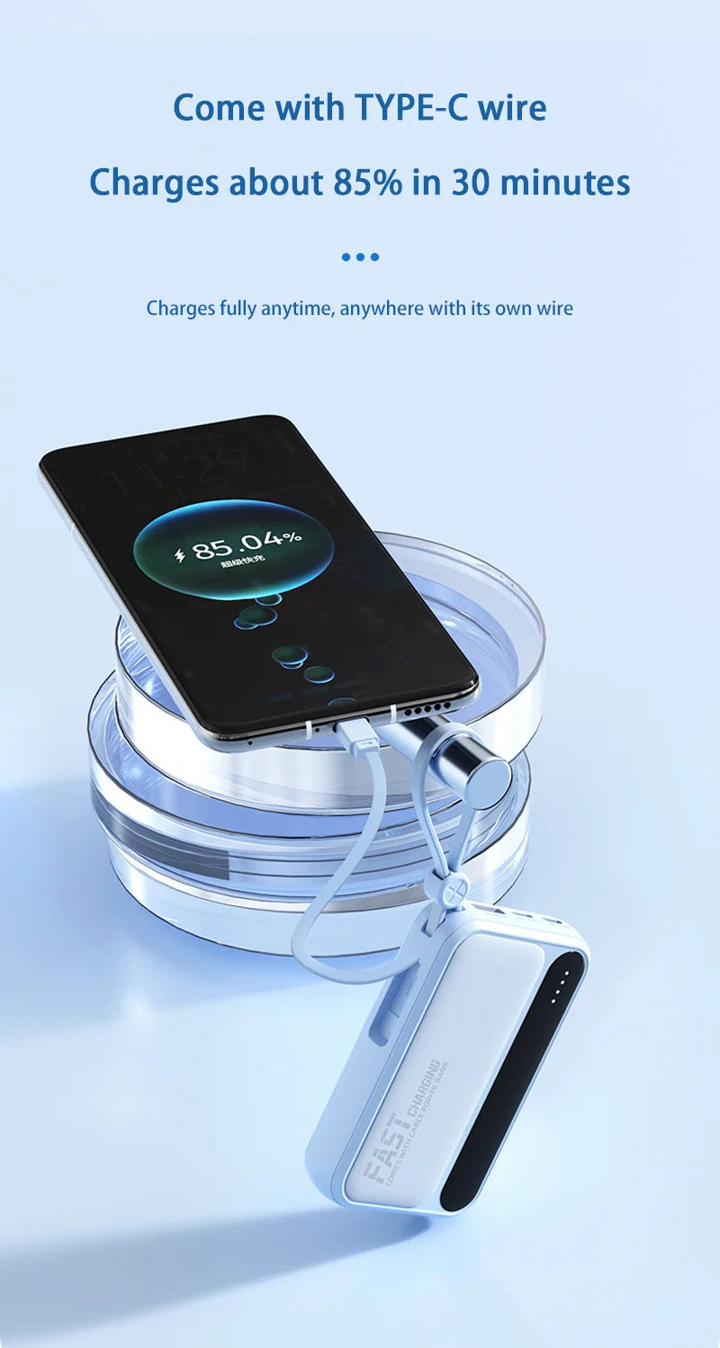 VoltMini 50000mAh Power Bank with Built-In Cables & LED Display