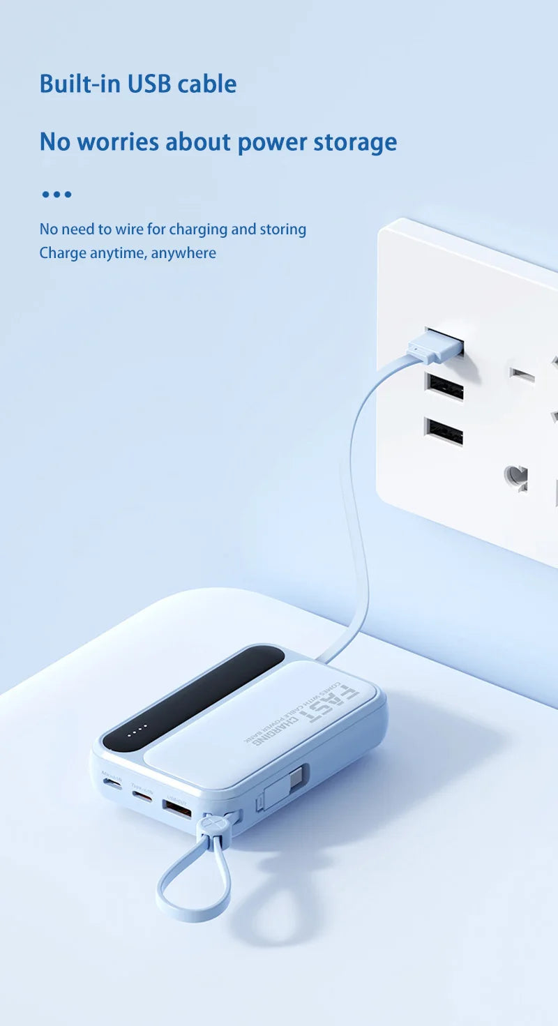 VoltMini 50000mAh Power Bank with Built-In Cables & LED Display