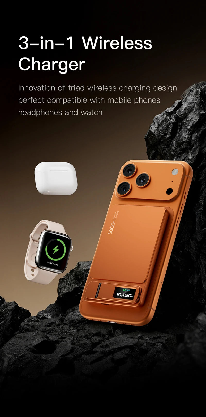 MagSnap 10000mAh Magnetic Wireless Power Bank for iPhone 14-17