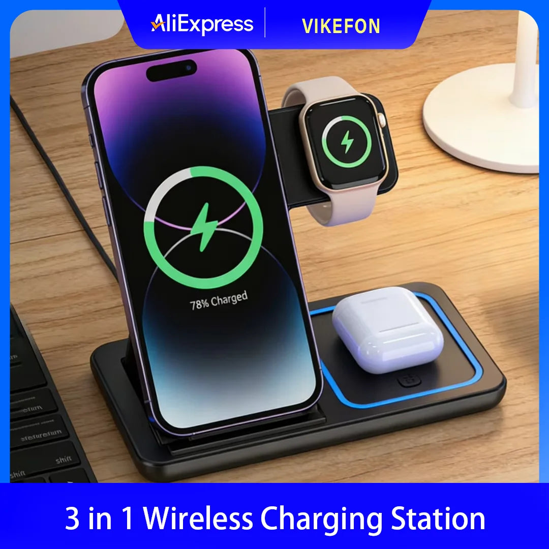 TriCharge 3-in-1 Wireless Charging Station