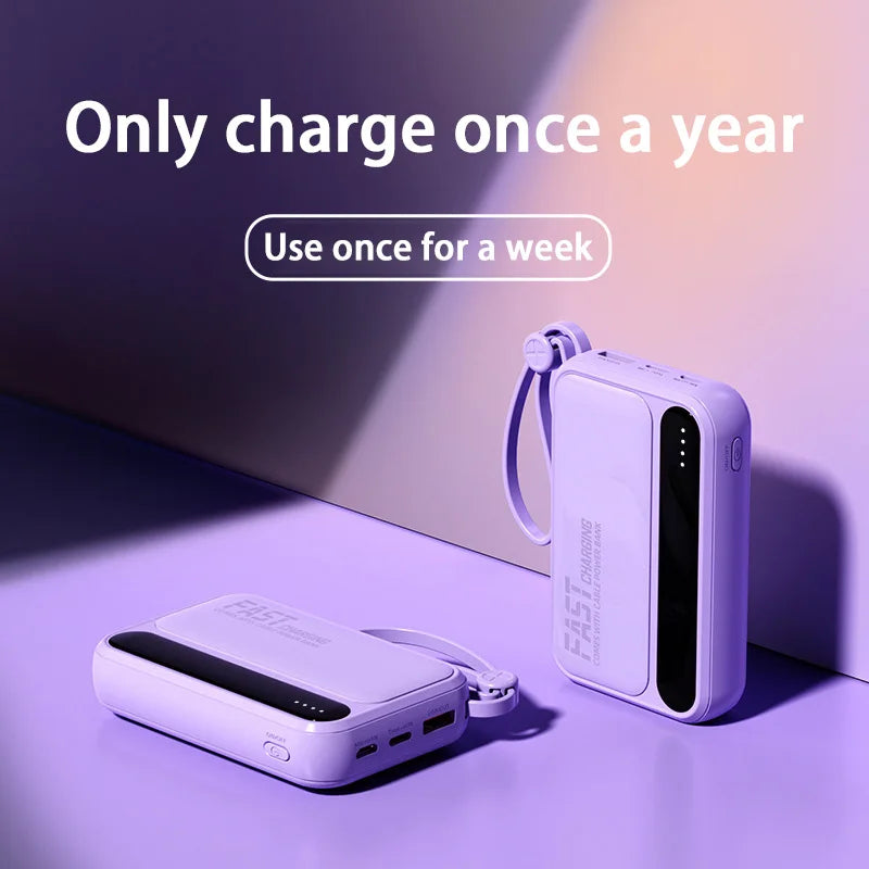 VoltMini 50000mAh Power Bank with Built-In Cables & LED Display