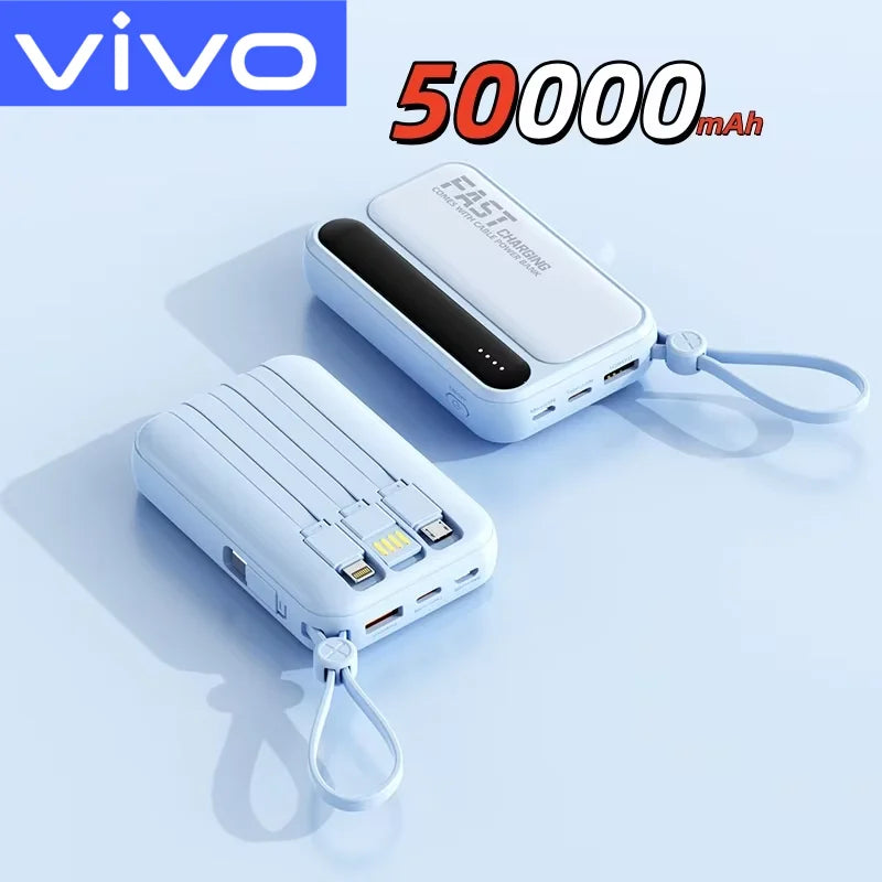VoltMini 50000mAh Power Bank with Built-In Cables & LED Display