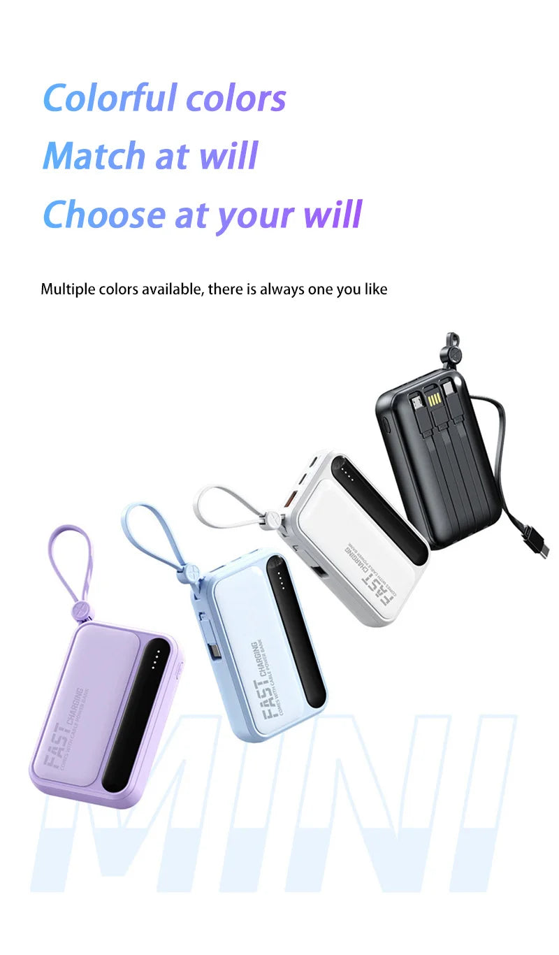 VoltMini 50000mAh Power Bank with Built-In Cables & LED Display