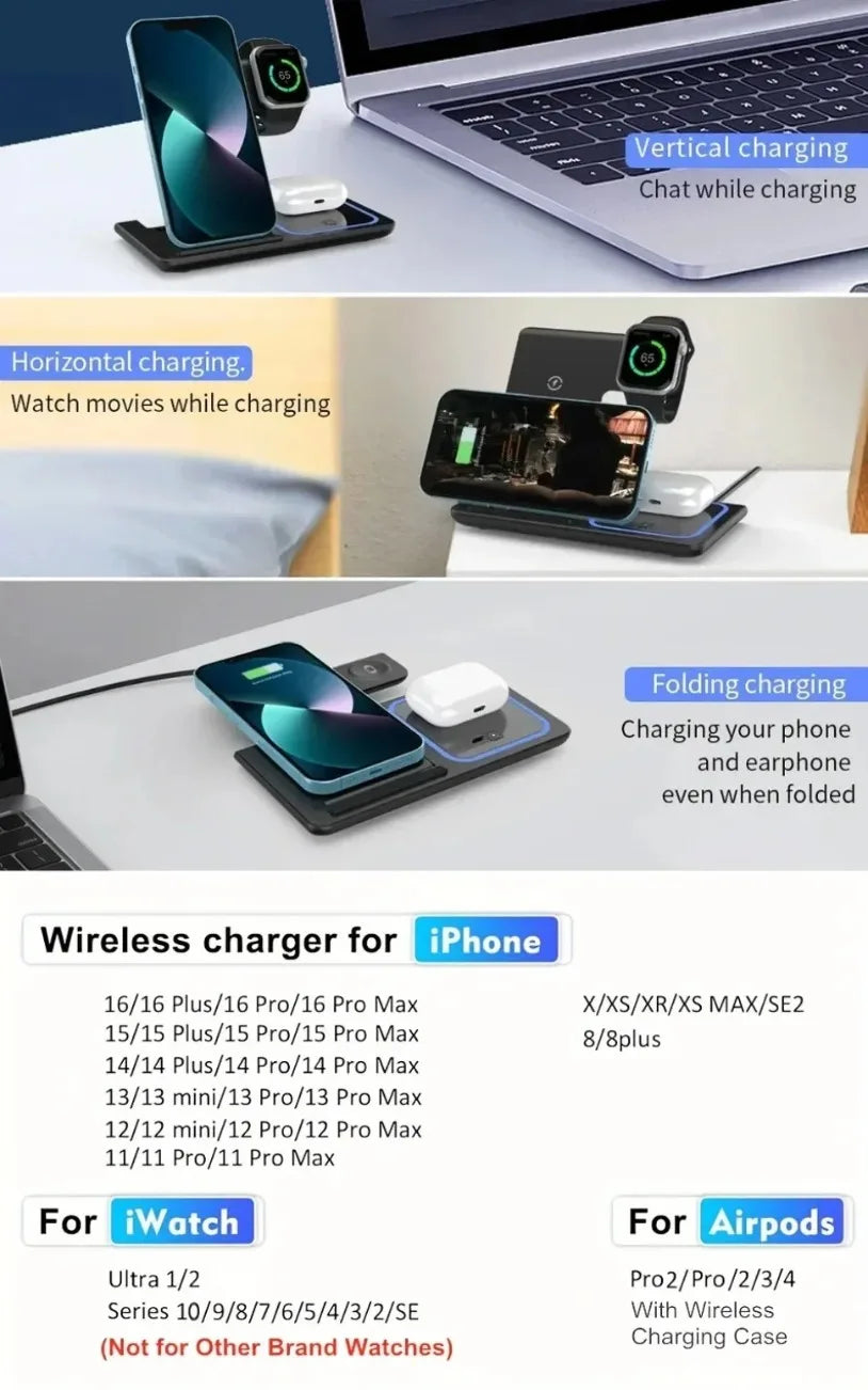TriCharge 3-in-1 Wireless Charging Station