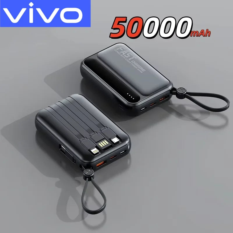 VoltMini 50000mAh Power Bank with Built-In Cables & LED Display