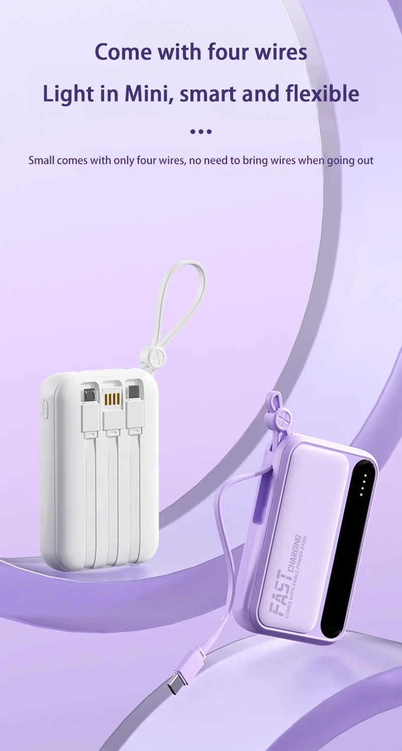 VoltMini 50000mAh Power Bank with Built-In Cables & LED Display