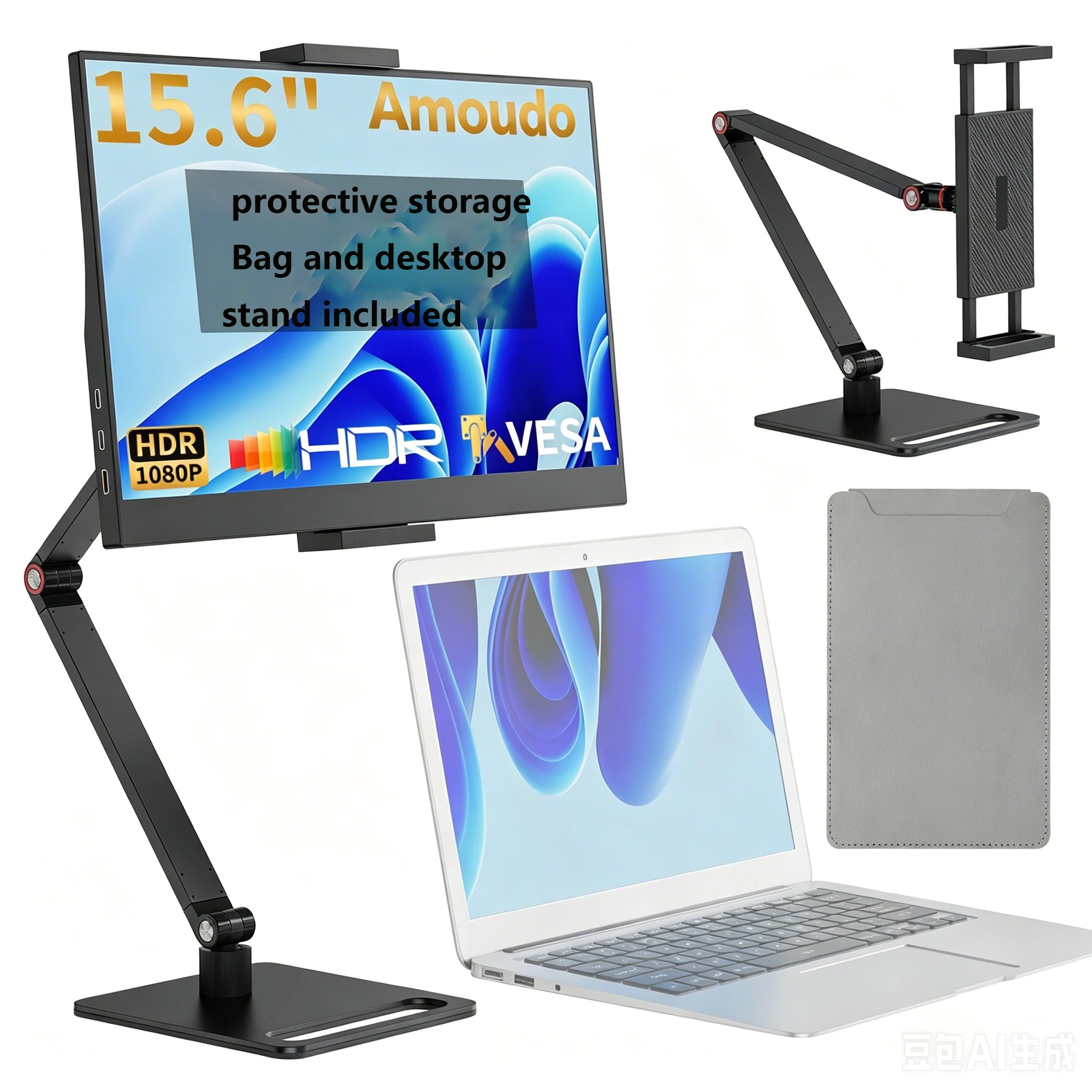 ViewMate 15.6" Portable Monitor – Full HD IPS USB-C Dual Screen Display