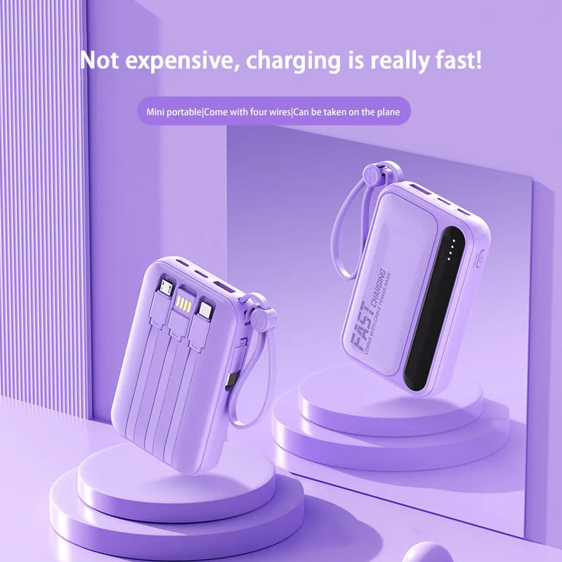VoltMini 50000mAh Power Bank with Built-In Cables & LED Display