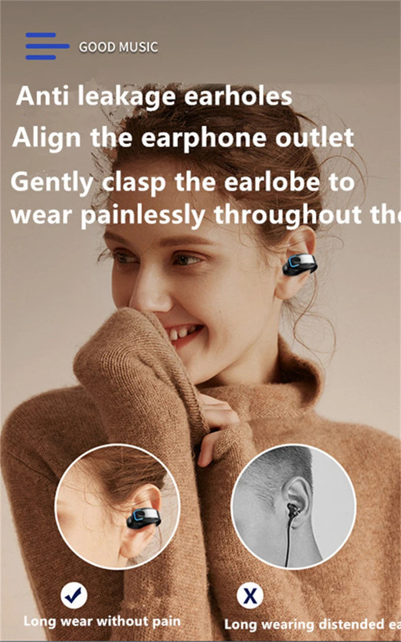 ClipSound Open-Ear Bone Conduction Bluetooth Headset with Mic