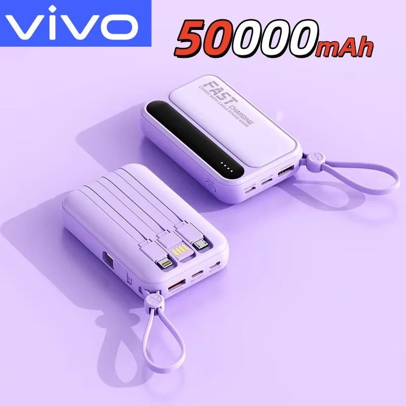 VoltMini 50000mAh Power Bank with Built-In Cables & LED Display