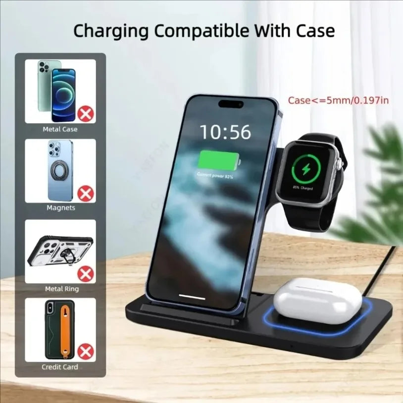 TriCharge 3-in-1 Wireless Charging Station