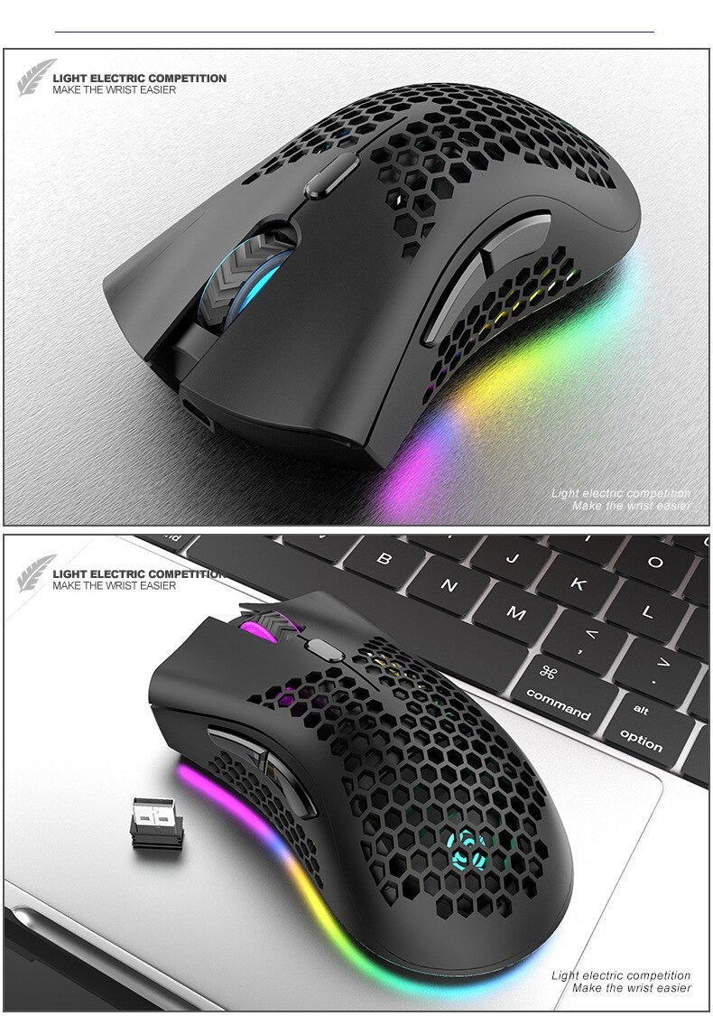 GLIDE RGB — Wireless Gaming Mouse, Honeycomb Shell