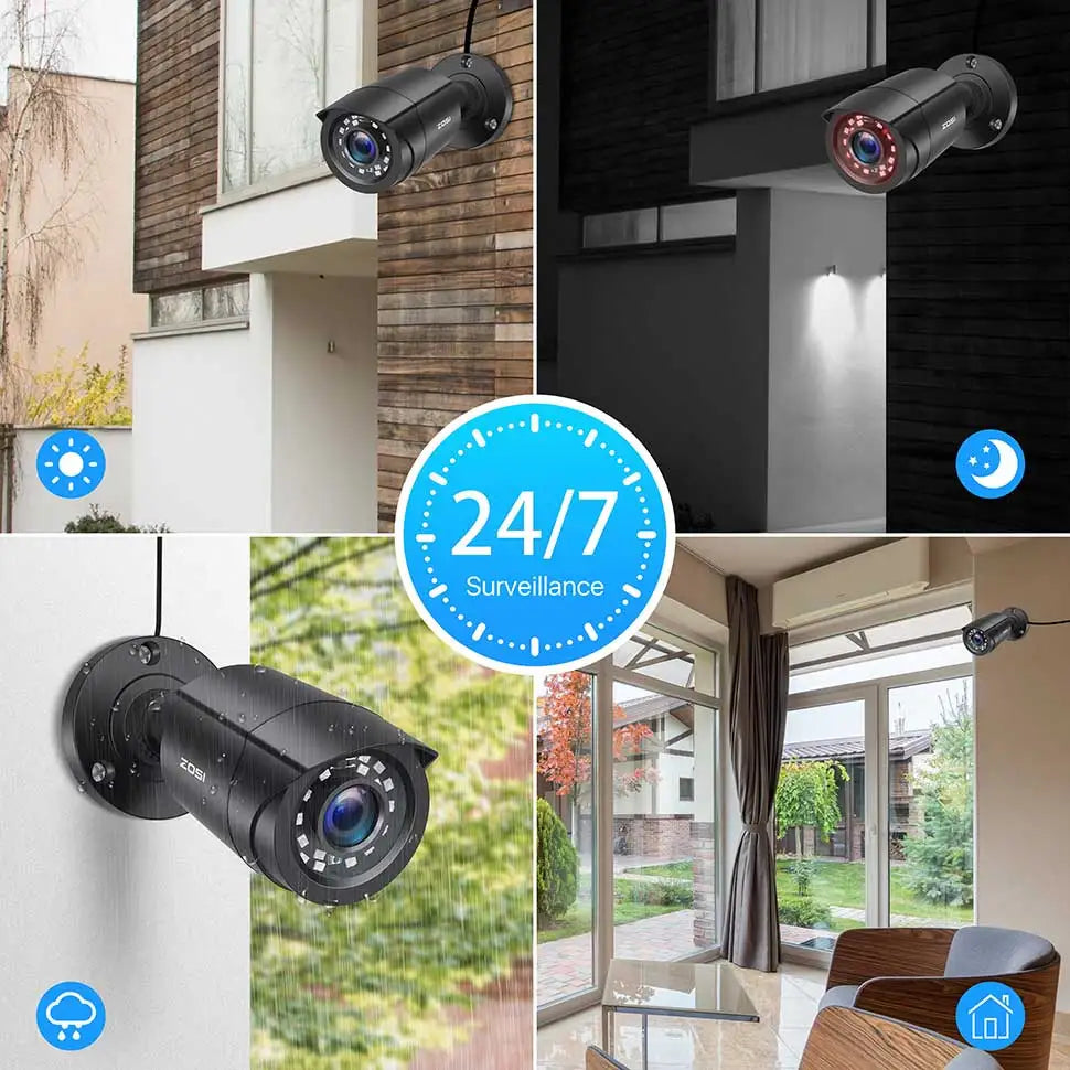 1080P 4-In-1 CCTV Security Camera ,3.6Mm Lens 24 IR Leds,80Ft Night Vision ,Outdoor Whetherproof Surveillance Camera