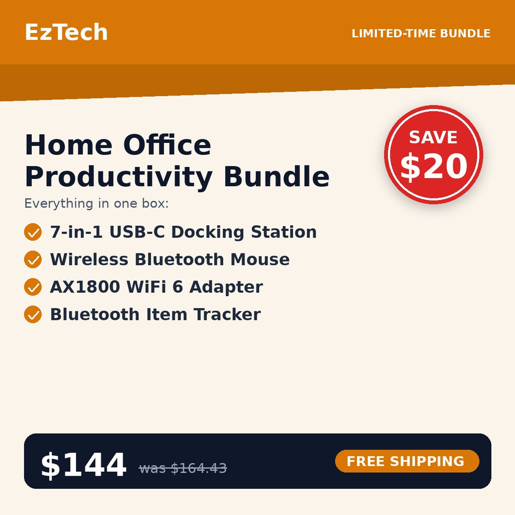 Home Office Productivity Bundle — Dock + Mouse + WiFi 6 + Tracker