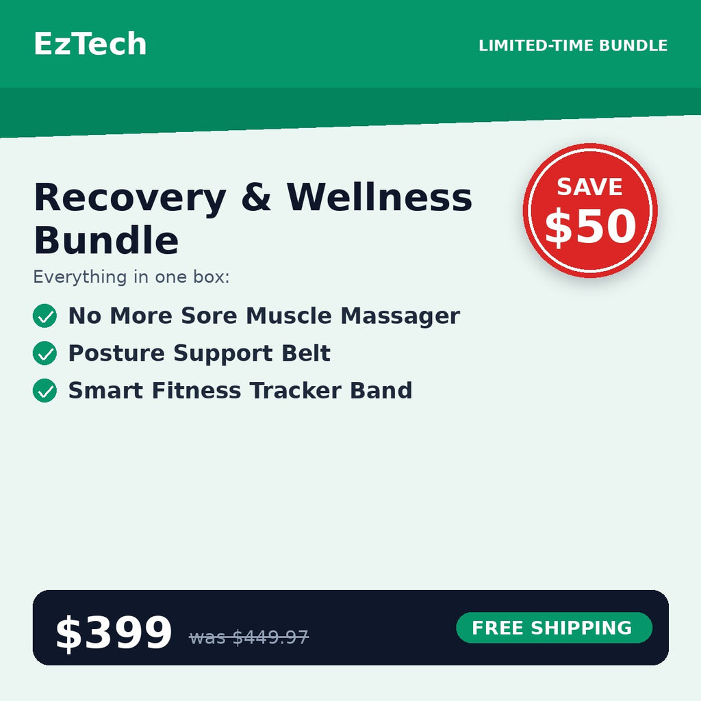 Recovery & Wellness Bundle — Muscle Massager + Posture Belt + Fitness Band