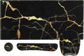 Mousepad with Wrist Rest, Desk Pad for Keyboard and Mouse, Black Mouse Pad, Ergonomic Mouse Pad Set, Keyboard Wrist Rest with Coaster, Desk Mat Set for Office (Black Gold Marble)