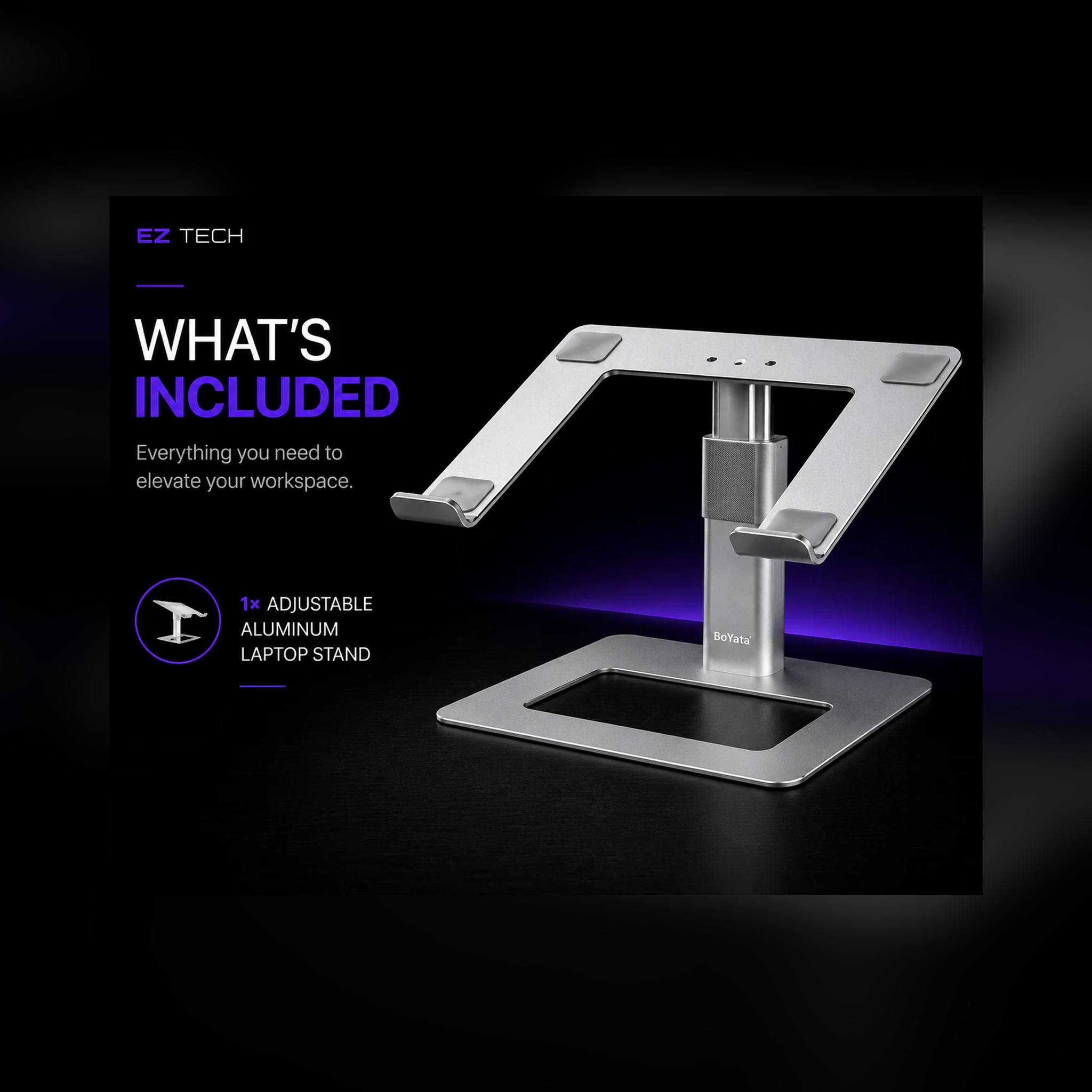 EzTech adjustable aluminum laptop stand what's included