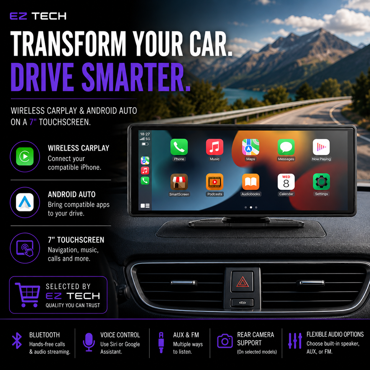 EzTech Wireless CarPlay Screen - transform your car and drive smarter