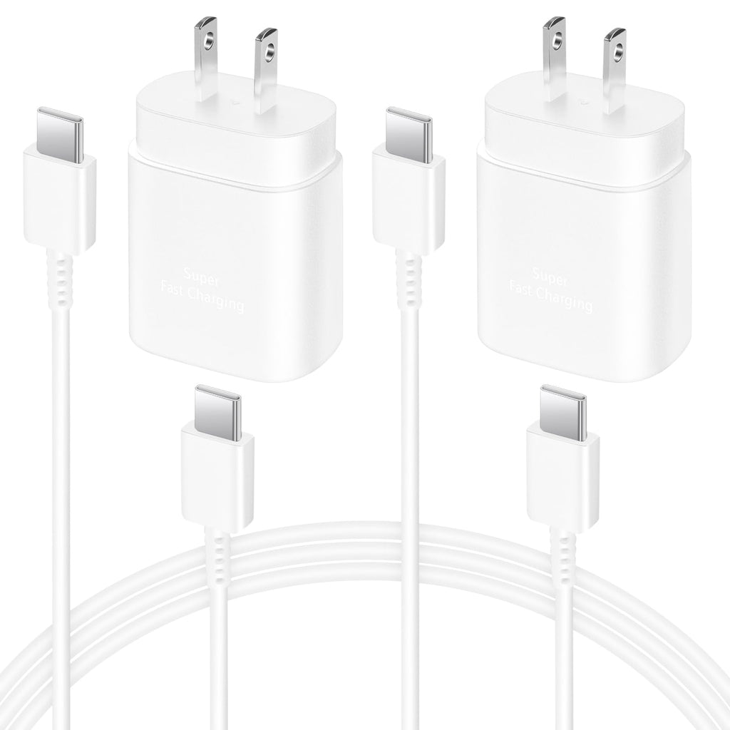 25W USB-C Fast Wall Charger with 6 ft Cable (2-Pack)