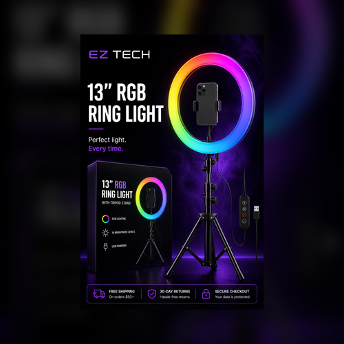 EzTech 13-inch RGB ring light hero image